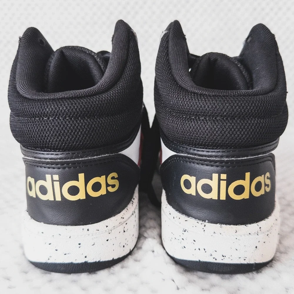 Adidas Hoops 3.0 Mid Sneakers Mens Size 6 White Black Red Speckled Basketball